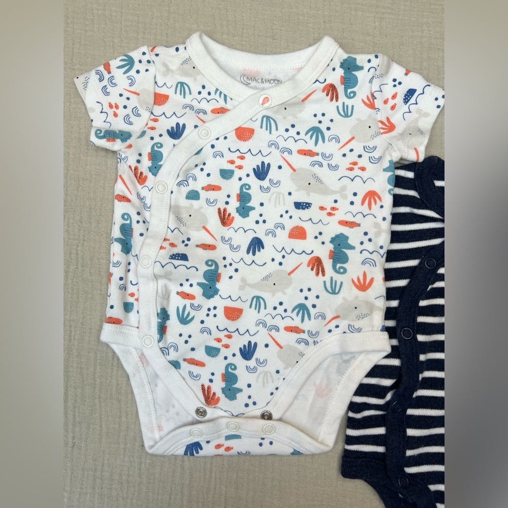 Bundle of 3 Mac & Moon short sleeve bodysuits 3-6 months - Picture 2 of 12